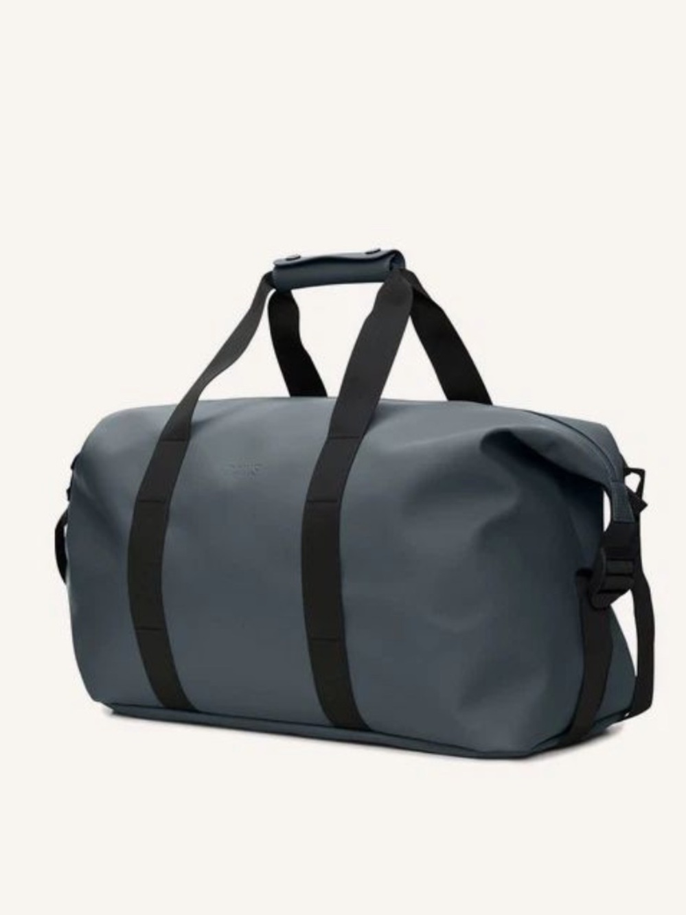 Rains Gray Duffel Bag with Black Straps - Waterproof Travel Holdall